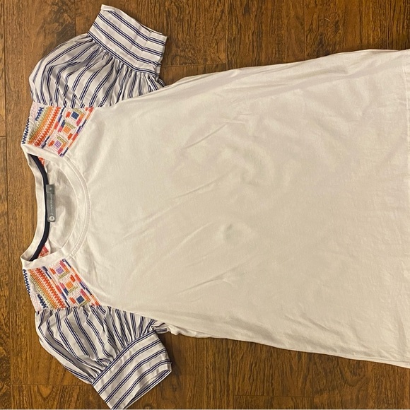 In2 by InCashmere White Tee with Multicolor Sleeves - Picture 7 of 10